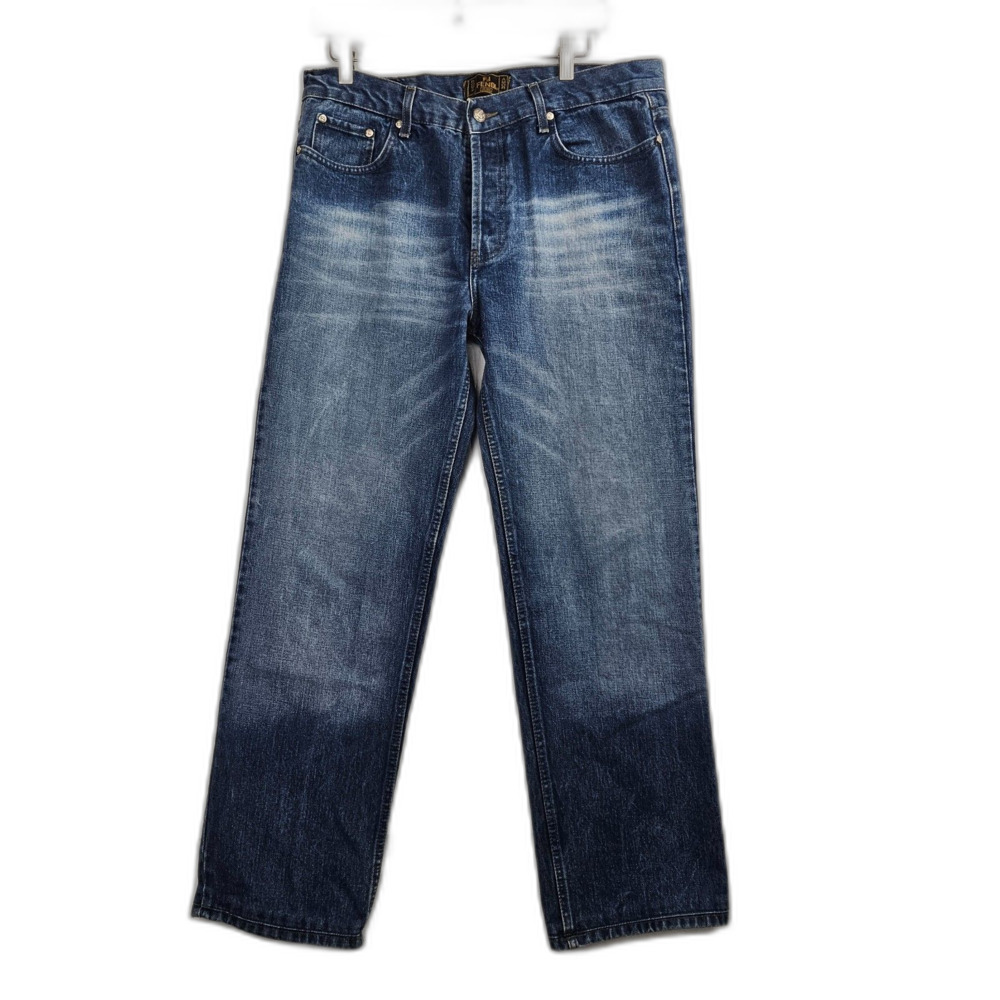 VTG FENDI 80's Loose Straight Washed Denim Men Sz 36X32 (34X29.5) Faded Wiskered